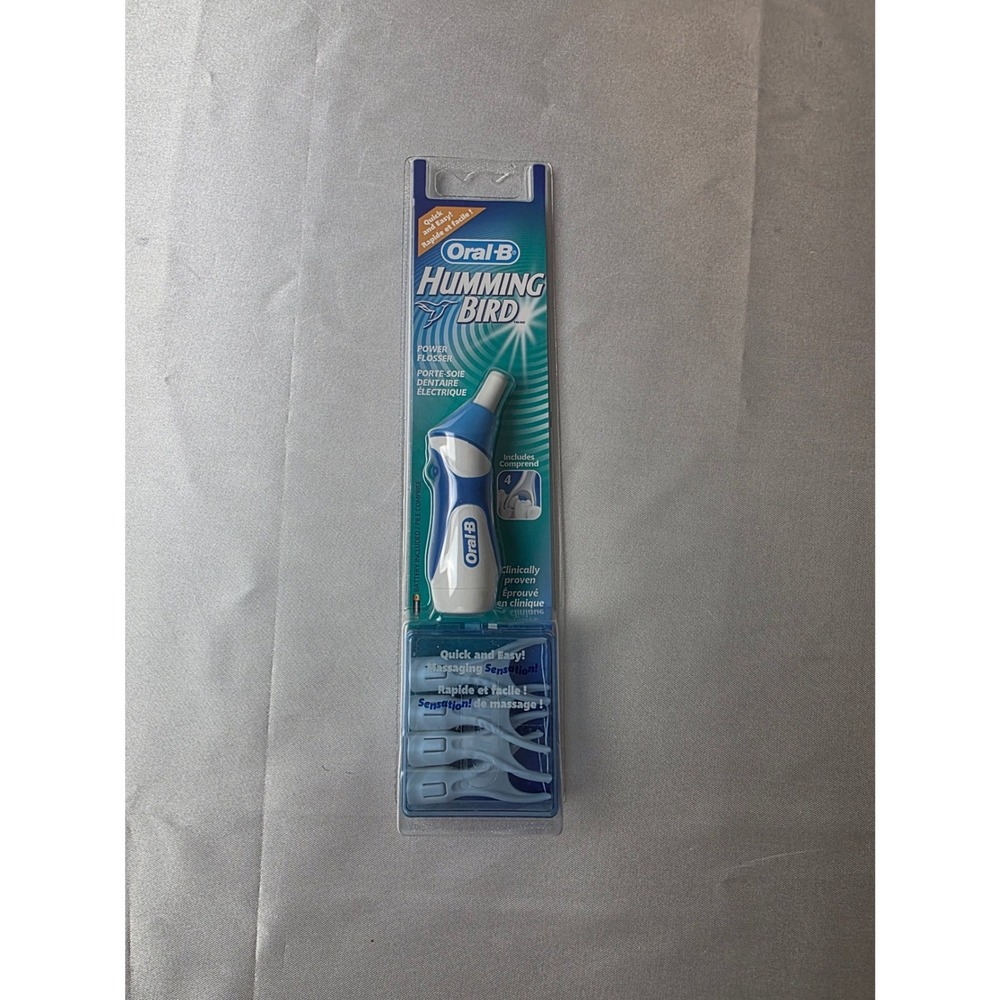 Oral-B Hummingbird Power Flosser 4 Refill Floss Head Picks Blue White NEW‎